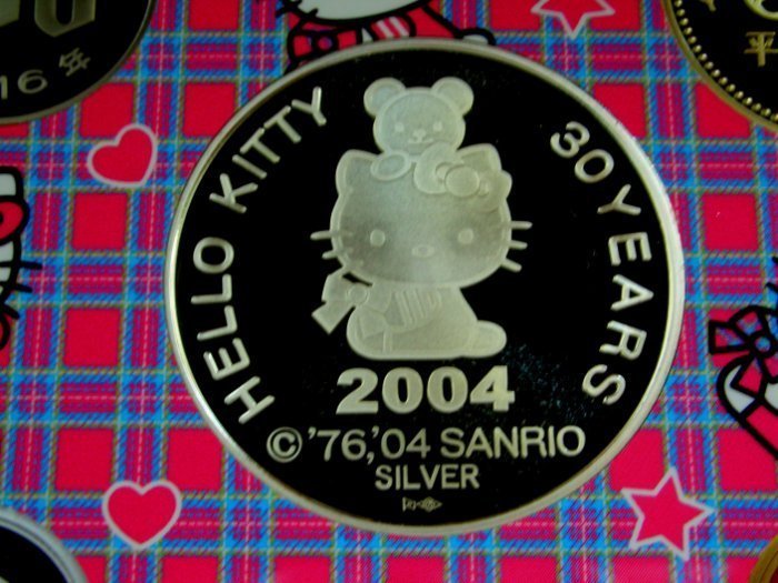 平成16年2004年Hello Kitty 凱蒂貓30周年造幣局製盒裝紀念銀套幣