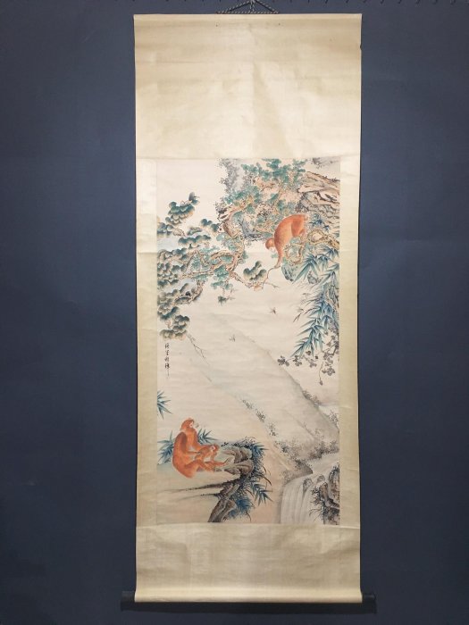 編號20839 畫家程璋四尺中堂畫猴子畫手繪畫畫工精細【藏寶古玩