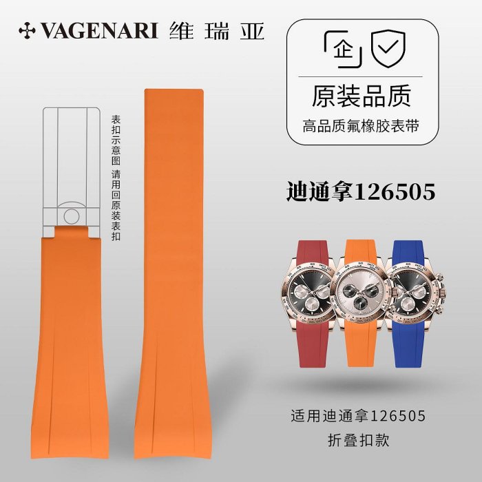 代用錶帶 手錶帶 維瑞亞橡膠錶帶適用于勞力士迪通拿126505折疊扣款