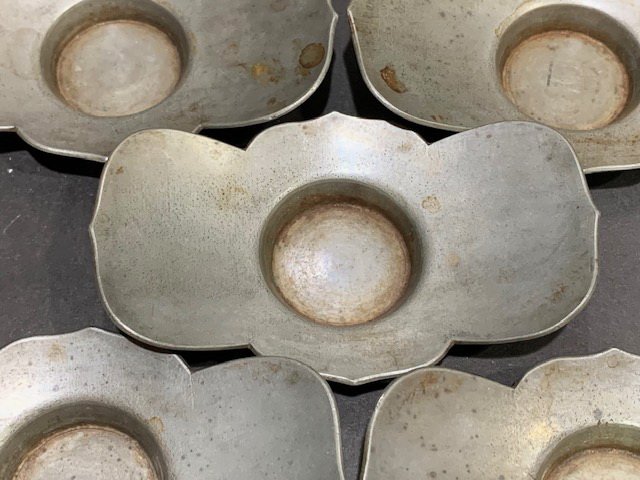 明治期~義春造劍木瓜形老錫茶托5客.共箱(888).杯托| Yahoo拍賣