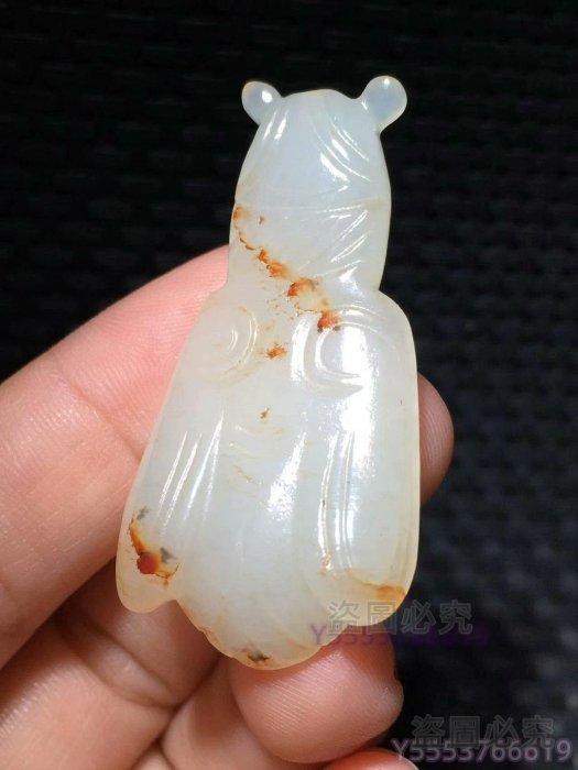 和田玉古玉白玉蟬掛件玉質溫潤細膩雕工精致蟬形生動造型優美頭部圓潤