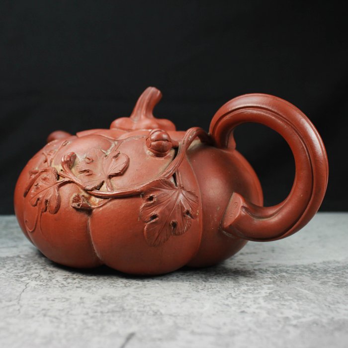 067 骨董品 朱泥南瓜急須 茶壶 高建芳製 | 陶芸
