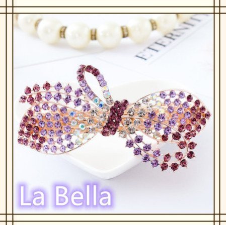 【快樂莊園精選】La Bella 日韓 ins 網紅款 浪漫精美水鑽髮夾/髮飾(紫色水鑽款 )