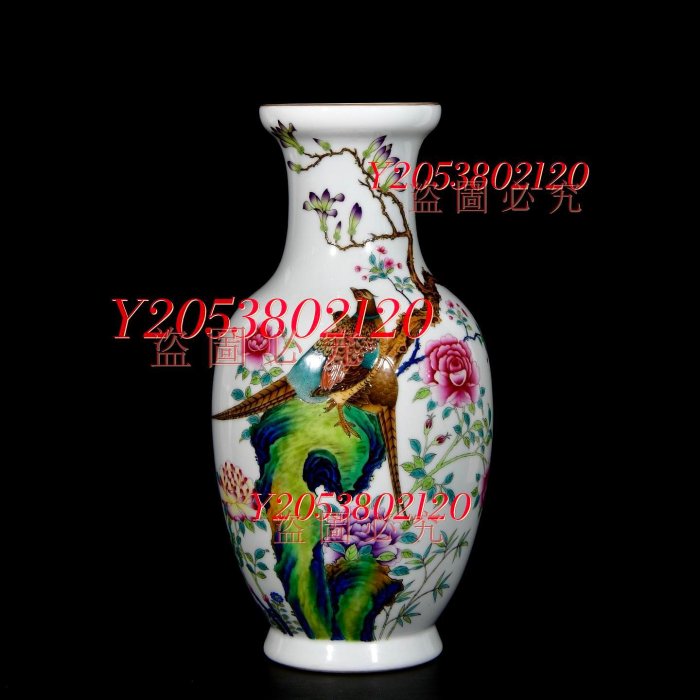 清乾隆琺瑯彩花鳥紋賞瓶一對；34.5/18 6780004567004635804 【同福客棧