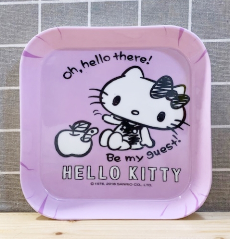 【震撼精品百貨】凱蒂貓 Hello Kitty~日本SANRIO三麗鷗 KITTY 美耐皿盤子/塑膠盤-方形紫*16912