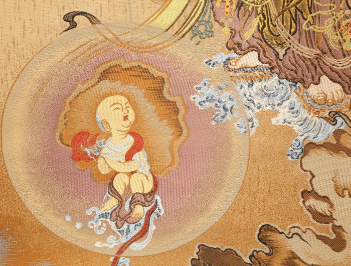 日野芳春　鎮宅守護四季花　掛軸　絹本 2/15結標大師狩野芳崖原畫刺繡悲母觀音PEA0131 -軸畫茶掛書法絹本山水