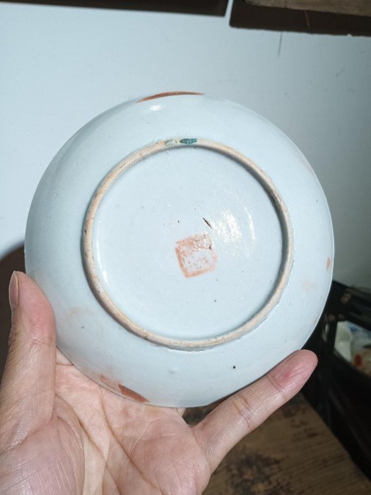 清代四季花卉粉彩瓷盤直徑13cm 釉光亮麗採工精細帶原刻字四季花卉粉彩