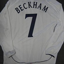 2001-2003 Umbro England #7 Beckham 貝克漢白色長袖球衣Size:XXL