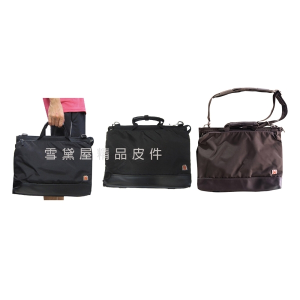 ~雪黛屋~eeBag 公事包中小容量台灣製造可A4資料夾14吋電腦高單數進口防水尼龍布+皮革HEB0333