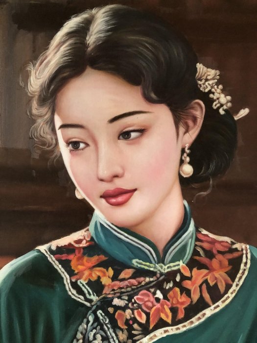 嚴選冷軍創作大型油畫，100x70cm純手繪藝術品，推薦收藏高檔人物肖像冷