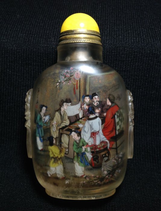 鼻煙壺水晶鼻煙壺內畫人物名家落款@寶進堂@ | Yahoo拍賣