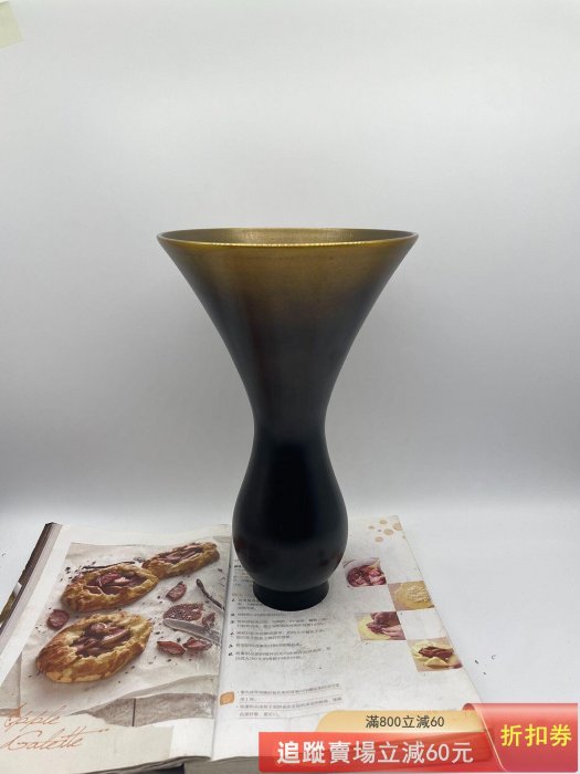 花器銅　池坊 日本池坊花器純銅花器花觚花入高：27cm 寬：17cm 帶原盒古玩收藏老物件