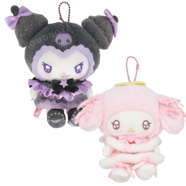 小禮堂 Sanrio 三麗鷗 x 粧美堂 絨毛玩偶吊飾 (緞帶 天使與惡魔) 美樂蒂 酷洛米
