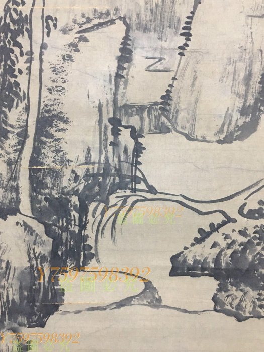 編號yq-196 畫家：八大山人三尺中堂畫山水畫手繪畫掛畫畫心書法【古