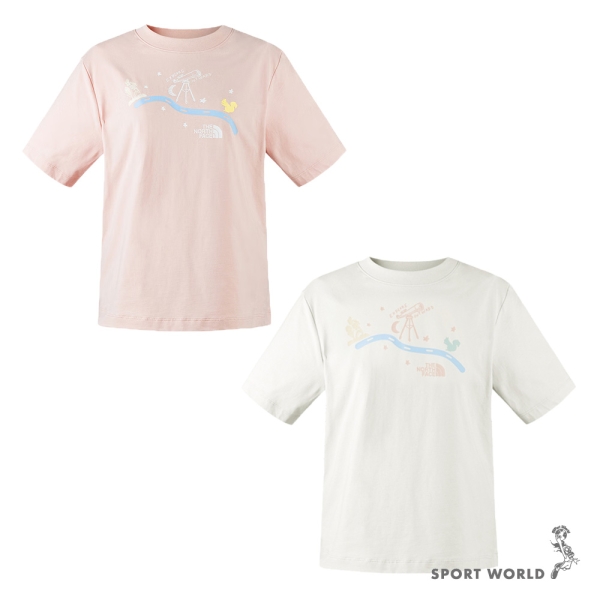 The North Face 北面 短袖上衣 女裝 棉質 印花 粉/米白【運動世界】NF0A8ASQLK6/NF0A8ASQQLI