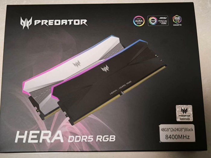 ACER 宏碁Predator Hera DDR5-8400 48GB(24G*2)(CL40)RGB超頻記憶體
