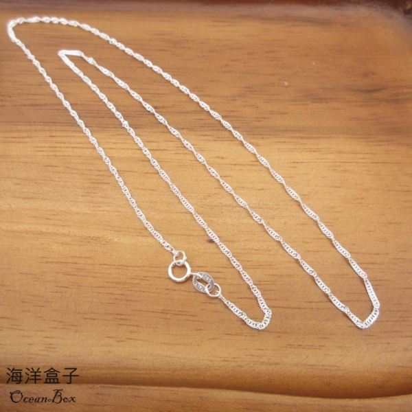 海洋盒子§18吋44cm。義大利純銀水波鍊.純銀單鍊子《925純銀項鍊