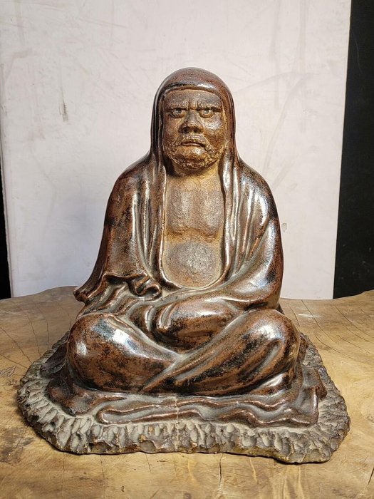 嚴選日本昭和古董達摩祖師像，名家手工精製，高度25㎝，重量7.3公斤