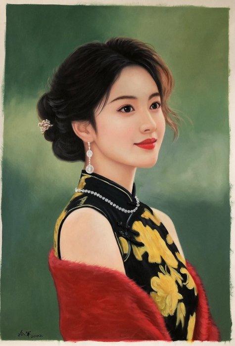 嚴選冷軍創作大師手繪油畫，精細人物肖像，尺寸100×70cm，推薦收藏藝術