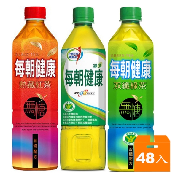 每朝健康 任選兩箱 綠茶 雙纖綠茶 無糖紅茶 650ml(24入)【康鄰超市】