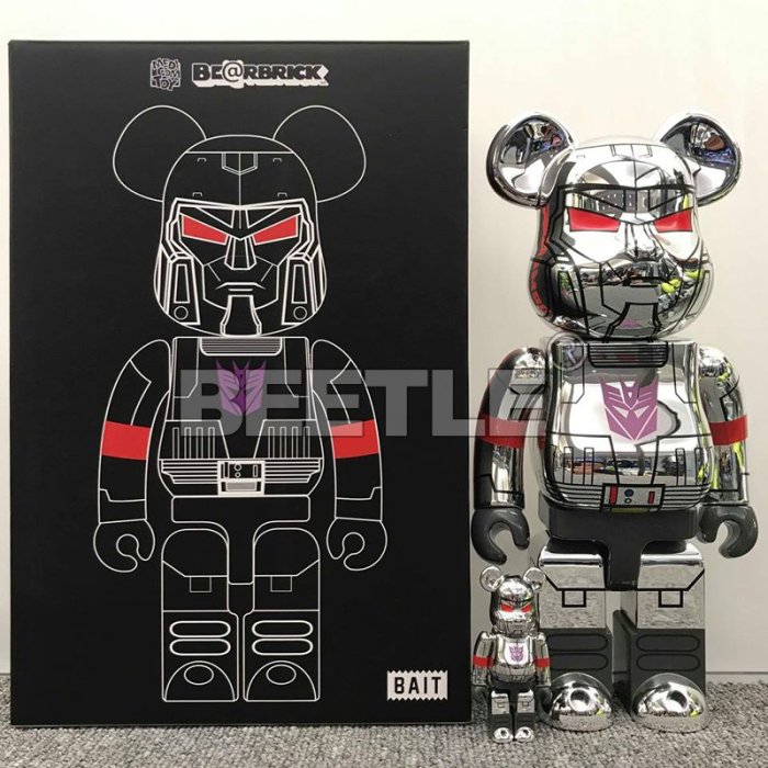 BEETLE BE@RBRICK 狂派MEGATRON 變形金剛銀色BAIT 密卡登100% 400