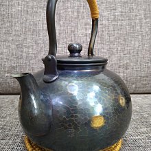 ☆清沁苑☆日本茶道具~鎚打銅器芳燕堂紫金色金丸鎚目銅壺銅瓶~e009