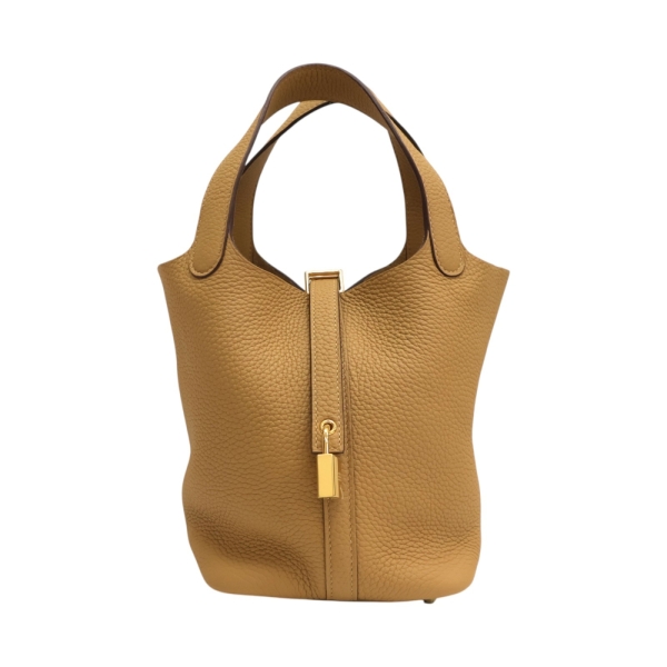HERMES 愛馬仕 餅乾色 Clemence牛皮 Picotin Lock 18 手提包 B刻 金釦 【二手名牌BRAND OFF】