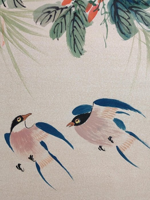 手描き 王雪濤 花鳥図（孔雀） 宣紙掛軸 四尺中堂 編號C3959 純手繪四尺中堂王雪濤花鳥一物一圖，實物攝材質:1600A360