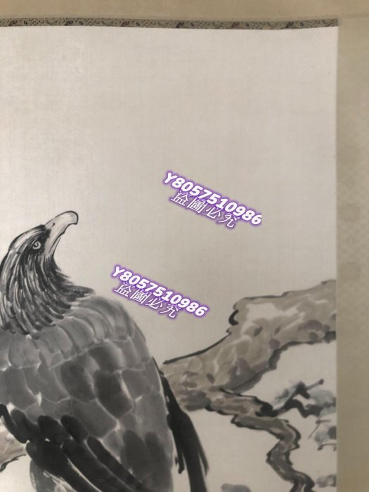 可議價）-徐悲鴻雄鷹圖立軸，手工裝裱，紙本手繪。畫心尺寸137*69厘米