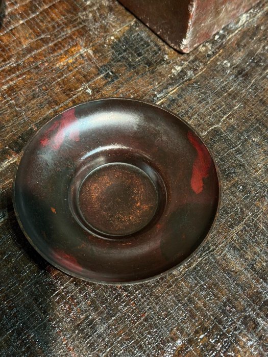 大正昭和時期日本老斑紫銅茶拖五個特別壓手重630克古法工藝貨運精美