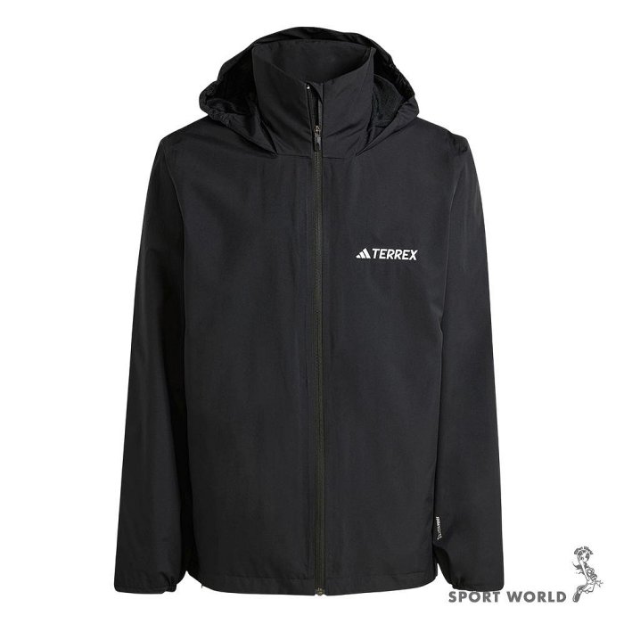 Adidas 高領連帽外套 男裝 TERREX 防水透氣 黑【運動世界】JM8692
