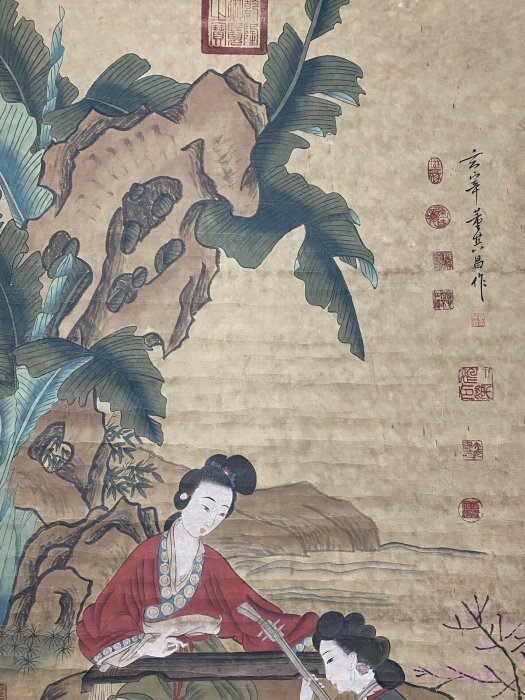 董其昌四尺仕女畫中堂手繪精品宣紙製成品實拍205x88公分中堂畫芯131x68