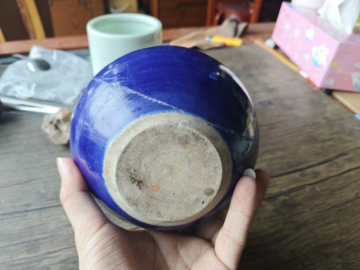 清代祭藍釉文房水盂推薦珍藏楚湘閣樓出品瓷質精美完好無缺祭藍釉文房