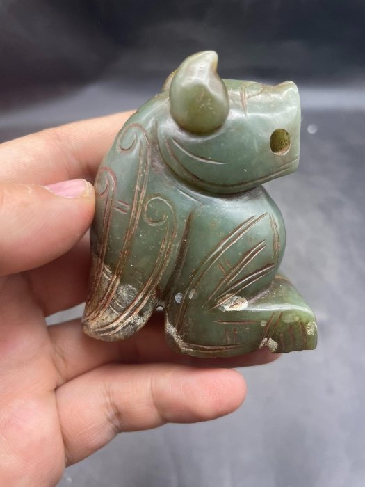 高古玉#古玉老玉商周和闐玉鳥長度5.5CM，寬度3.3CM，高度6.5CM，重量
