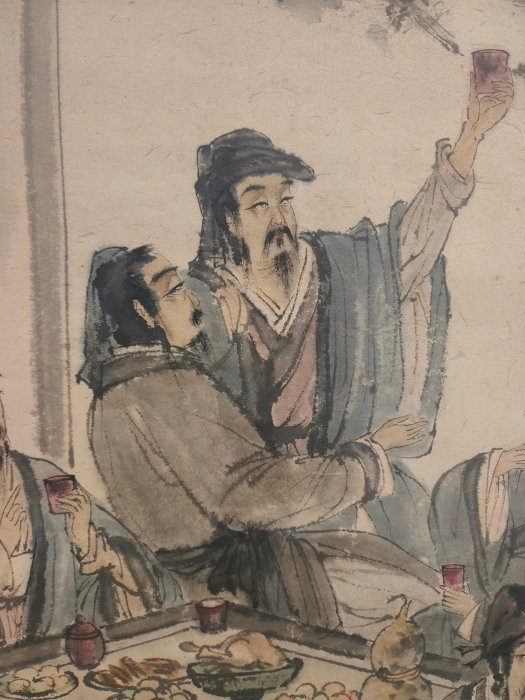 傅抱石近現代經典人物八仙圖軸，宣紙材質，精心收藏多年，嚴選個人家藏