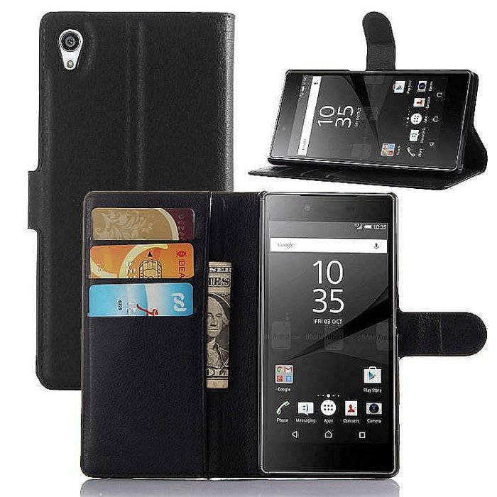 荔枝皮手機殼適用於索尼 Xperia XA XA1 Plus XA2 Ultra 錢包帶卡槽支架翻蓋保護套(滿599元免運哦）