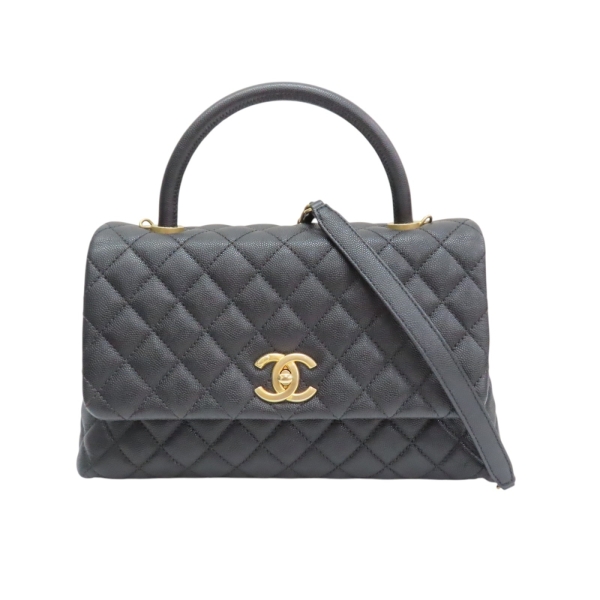 CHANEL 香奈兒 Coco Handle Flap 鍊帶兩用包 黑色 荔枝紋牛皮 金釦 【二手名牌BRAND OFF】
