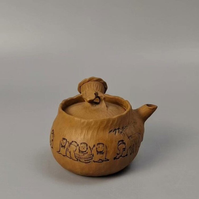 嚴選人間國寶笹岡春山創作日本萬古燒急須茶壺，未使用無箱包，尺寸精巧