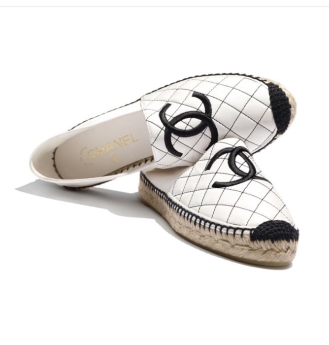 全新正品香奈兒CHANEL小羊皮草編鞋/白-42