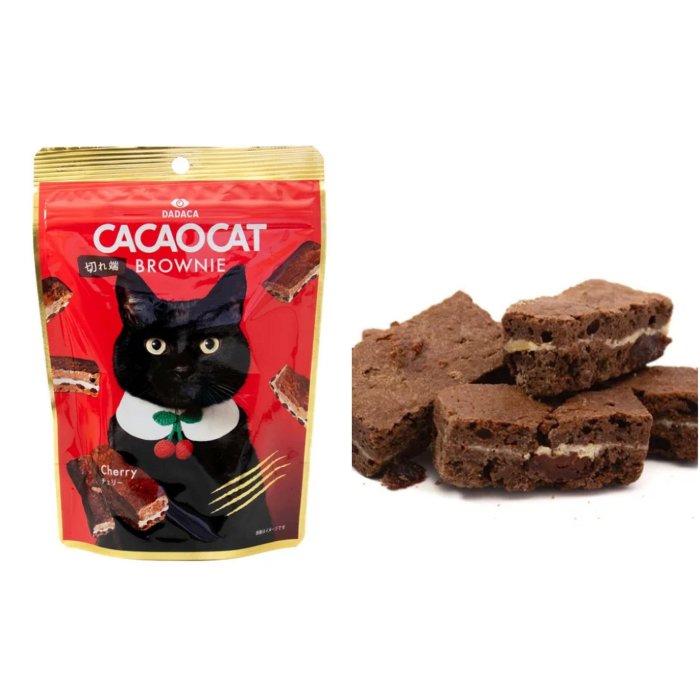 ＊日式雜貨館＊日本 北海道限定 CACAOCAT 布朗尼 黑巧克力 北海道伴手禮 可可貓 巧克力布朗尼 黑貓布朗尼夾心酥 切塊布朗尼 60G