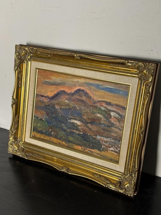 日本藝術家小西安夫1971年油畫作品色調沉穩高級強山景也十分意境古玩