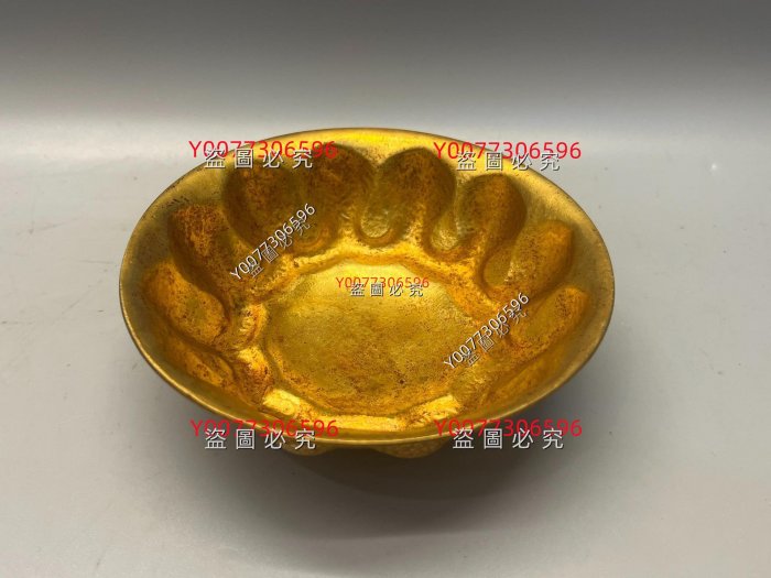 唐代花鳥紋鴛鴦蓮瓣金碗手工純銅打造通體鎏金精美收藏品擺件舊藏古玩老