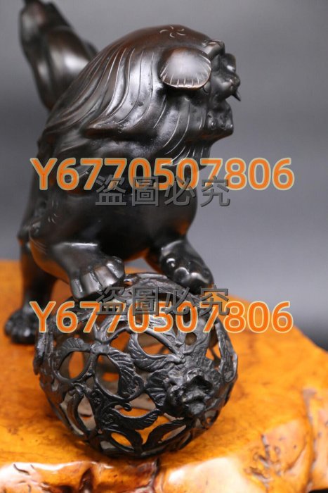 日本古董銅獅子擺件唐獅置物大型鑄銅獅子雕塑日本古美術作品唐銅制《玉