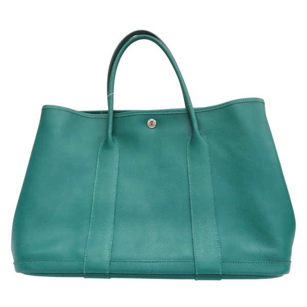 HERMES 愛馬仕 絲絨綠 Epsom牛皮 Garden Party 36 手提包 A刻 【二手名牌BRAND OFF】