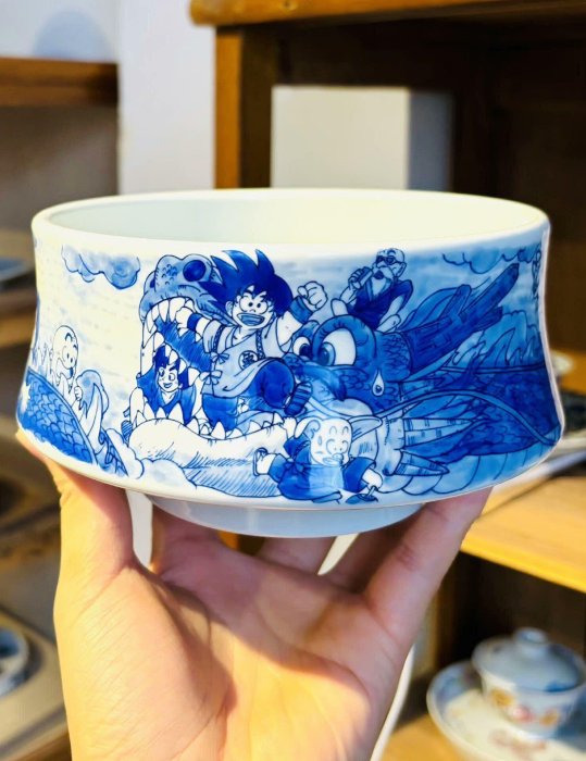 嚴選純手工釉下彩龍珠茶具，景德鎮陶瓷珍藏版， Ceramic Art 動漫風
