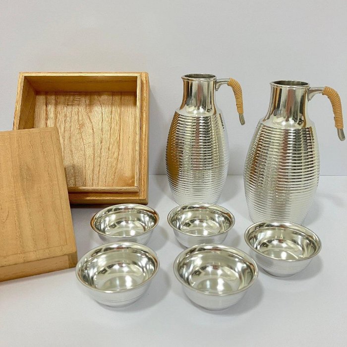 JP.com】日本帶回精緻錫製酒器組徳利お猪口酒壺*2+酒杯*5 錫器木