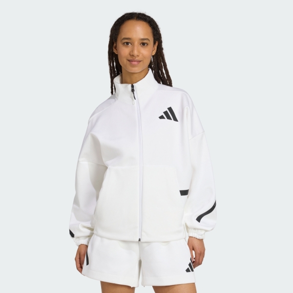 adidas Z.N.E. 運動外套 女 立領 拉鍊外套 長袖 白 JL7331