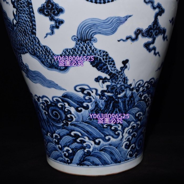 大明宣德年制奉天殿內府監造款青花海水龍紋梅瓶，高42.5×28厘米1700650