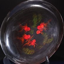 11/21結標日本木胎漆器蒔繪金魚賞盤BDK0516 -漆碗漆盤漆盒茶箱重箱承盤
