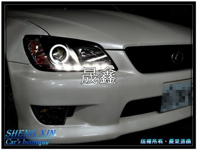 《晟鑫》全新 LEXUS 凌志 IS200 IS300 LED燈眉 黑底 光圈 魚眼 大燈 另有對應原廠HID版